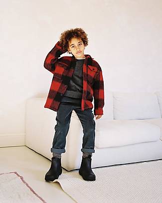 My Little Cozmo Giacca in Misto Lana a Quadri - Rosso/Nero Giacche